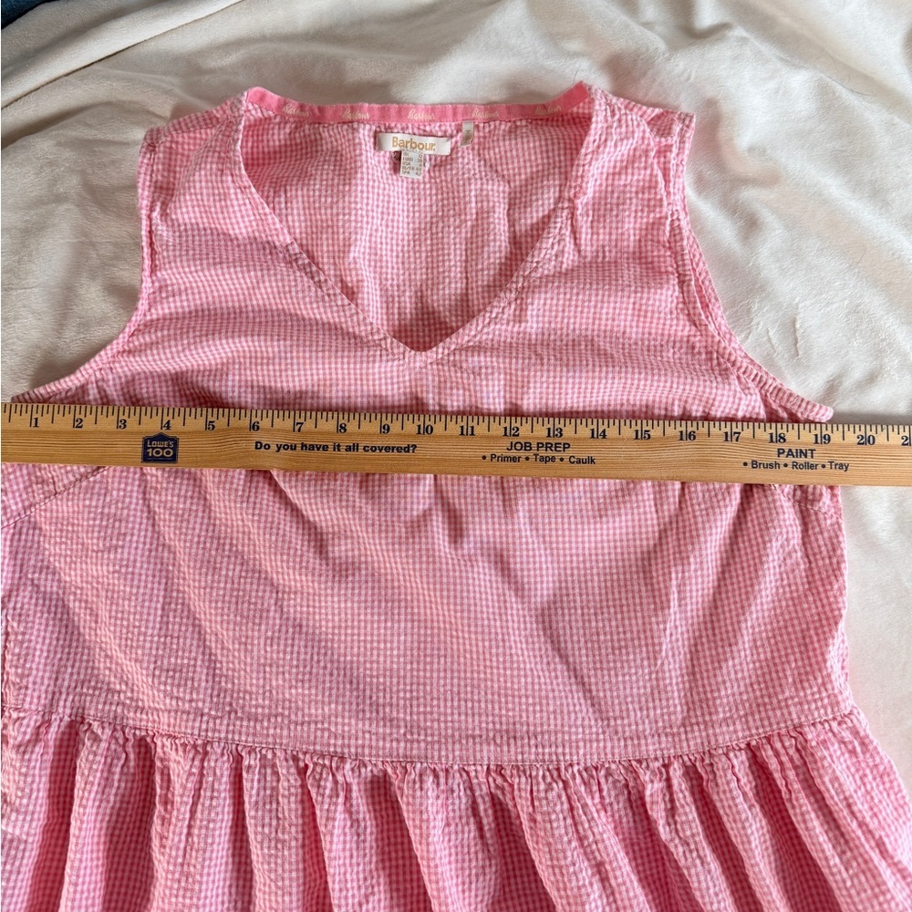 Barbour Pink and White Gingham Maxi Dress - Cottage Core - Belted. 8 - Picture 4 of 5